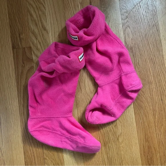 HUNTER Hot Pink Children’s Fleece High Socks- Size L - Picture 1 of 7